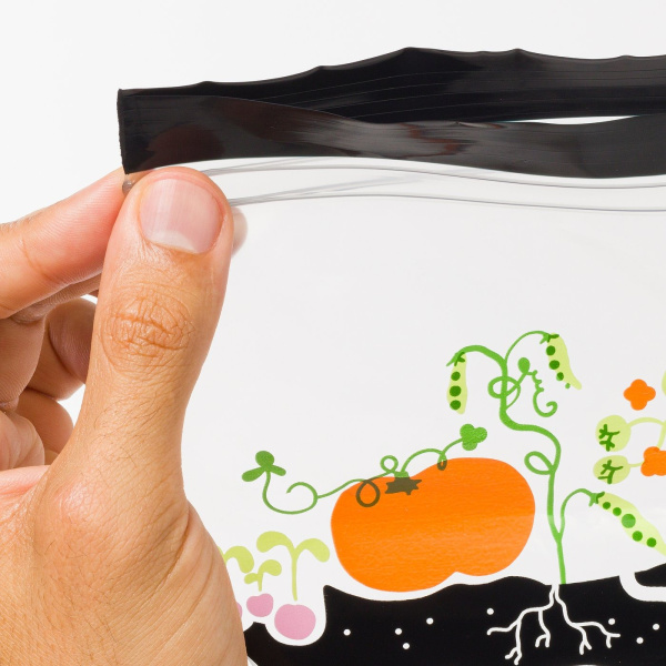 70632274 Пакет закрывающийся, узор фрукты / овощи / черный, 1 л, 25 шт.