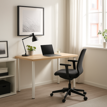 00890 Стол письменный, дуб беленый/белый, 1/ТТ, 120x75x55 см