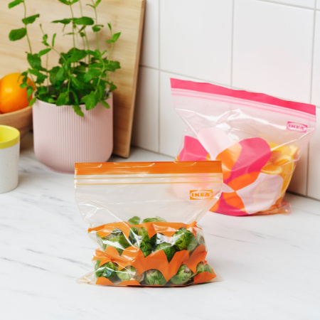 10617629 Пакет закрывающийся, розовый / оранжевый, 2.5 л / 1.2 л, 50 шт.