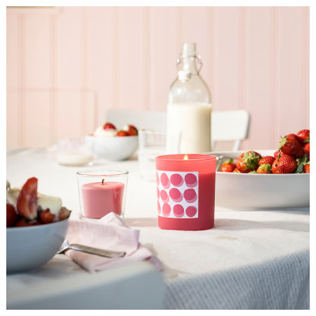 10582663 Ароматическая свеча в стакане, клубника/ярко-розовый, 45 ч