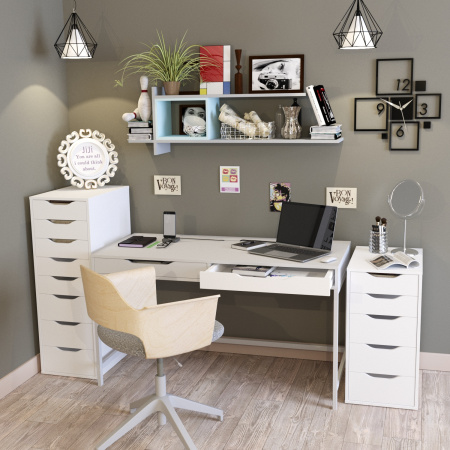 01439 Стол письменный, белый, 132x58x76 см