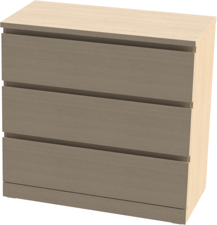 00227 Комод, 3 ящика, шпон дуб беленый, 80x77x40 см