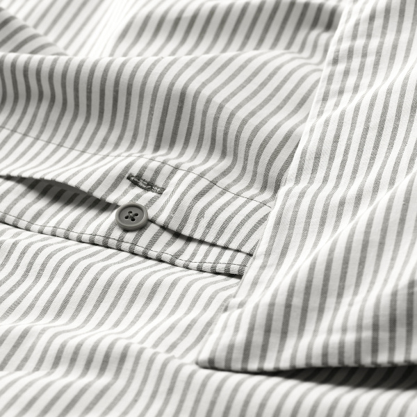 80610926 Пододеяльник и наволочка, серо-белый/полоска, 150x200 / 50x60 см