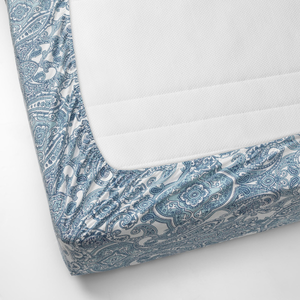 30436604 Простыня натяжная, белый/синий, 180x200 см