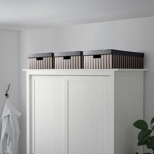 40430263 Коробка с крышкой, черный/естест, 56x37x18 см, 2 шт.