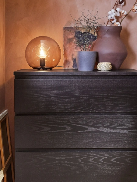 00241 Комод, 4 ящика, шпон ясень черный, 80x100x40 см