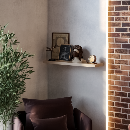 00746 Полка навесная / настенная, дуб беленый, 90x25 см