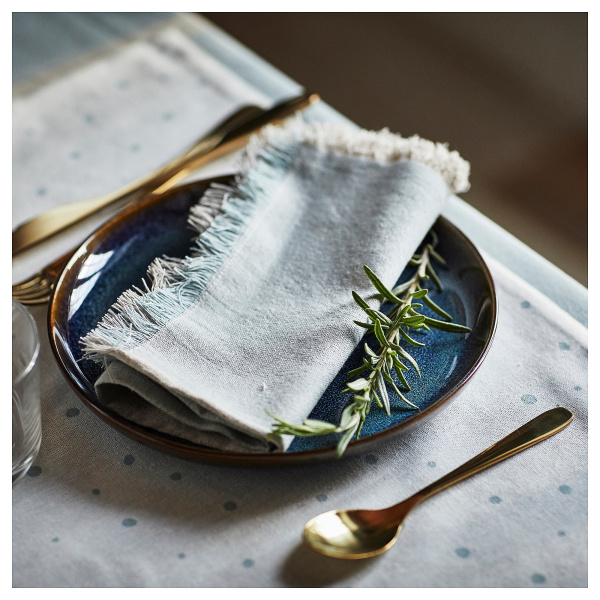 80555034 Салфетка, бежевый / голубой, 35x35 см, 4 шт