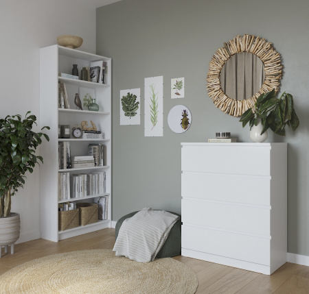 00234 Комод, 4 ящика, белый, 80x100x40 см