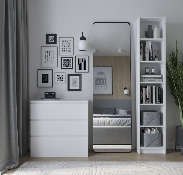 00203 Комод, 3 ящика, белый, 80x77x40 см