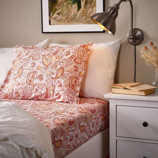 20579617 Простыня натяжная, розовый/белый, 140x200 см