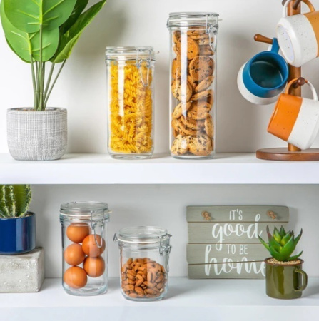 141380 Банка с крышкой, прозрачное стекло, 1.36 л