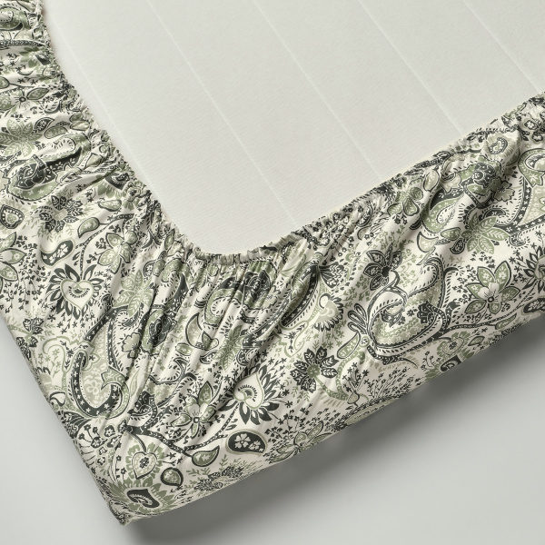 50579569 Простыня натяжная, зеленый/белый, 160x200 см