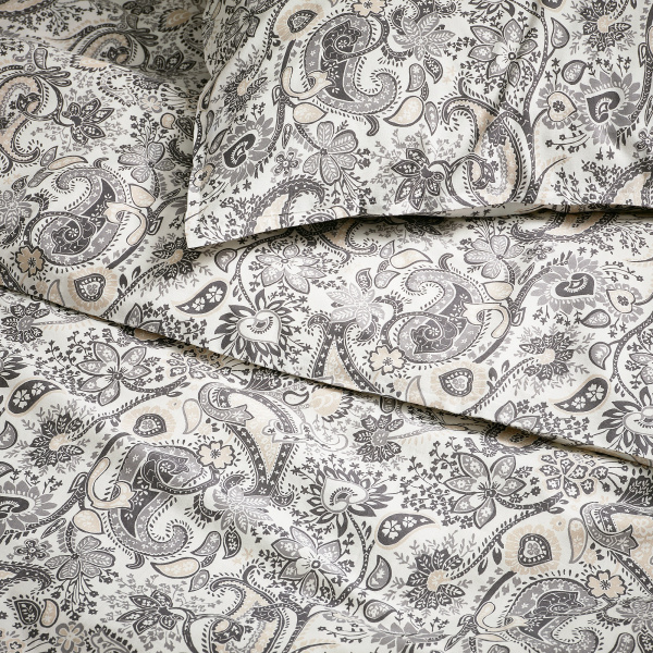 10579401 Пододеяльник и наволочка, серый/белый, 150x200/50x60 см