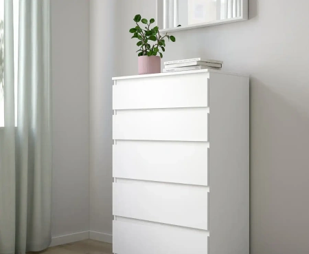 00951 Комод, 5 ящиков, белый, 80x123x40 см