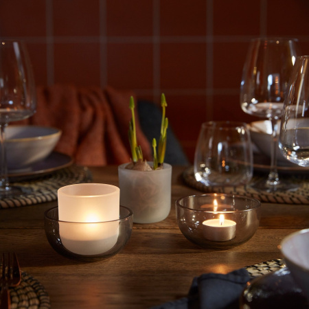 70607024 Подсвечник для греющей свечи, серый/матовое стекло, 2 шт