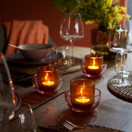 80605901 Подсвечник для греющей свечи, розовый/коричневый, 2 шт