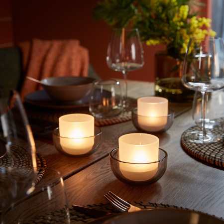 70607024 Подсвечник для греющей свечи, серый/матовое стекло, 2 шт